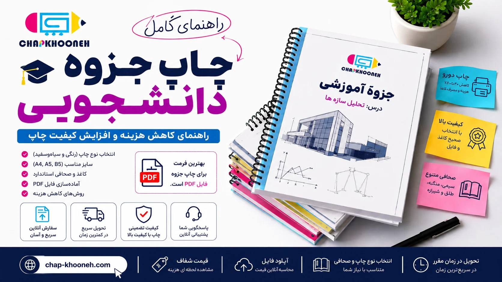 چاپ جزوه دانشجویی | راهنمای کامل کاهش هزینه و افزایش کیفیت چاپ